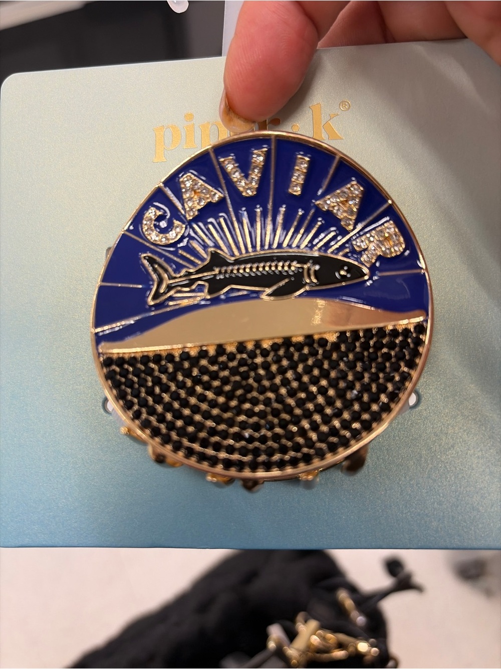 Piper K caviar shark rhinestone hair claw
